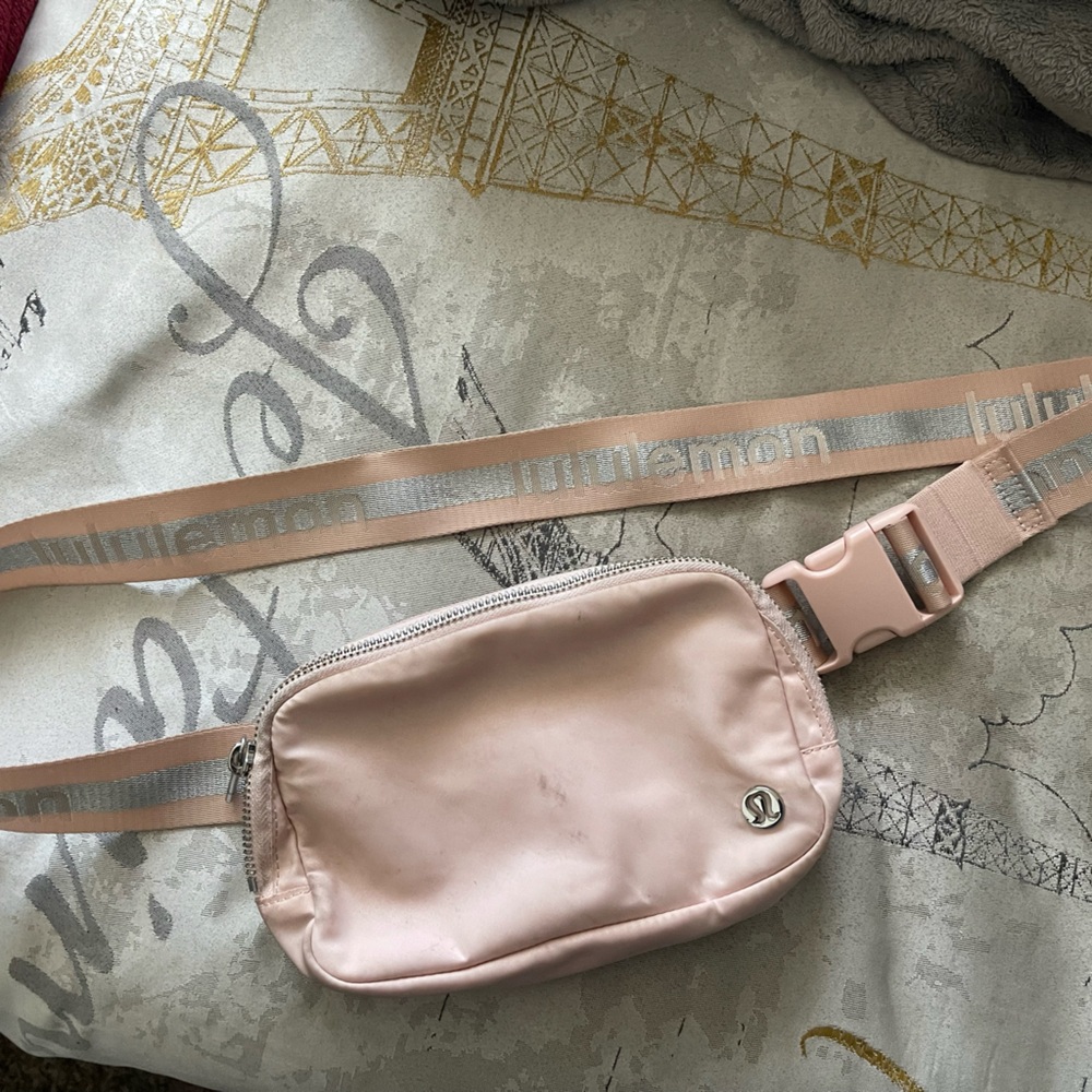 lululemon Pink Satin Crossbody Pouch with Mesh Pocket